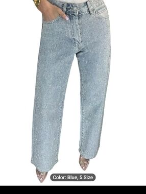 Sparkle Light Wash Straight Leg Jeans - Blue